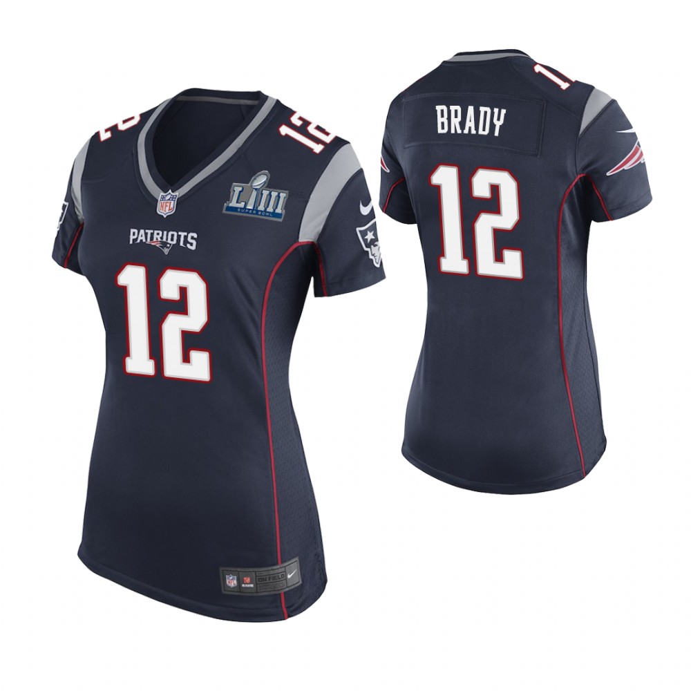 Women's New England Patriots #12 Tom Brady Navy Super Bowl LIII Game Jersey Women's New England Patriots #12 Tom Brady Navy Super Bowl LIII Game Jersey