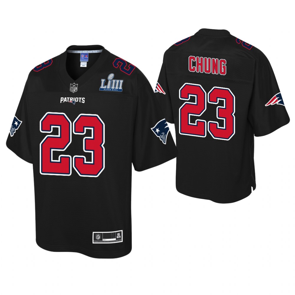 Youth New England Patriots #23 Patrick Chung Black Super Bowl LIII Champions Fashion Jersey