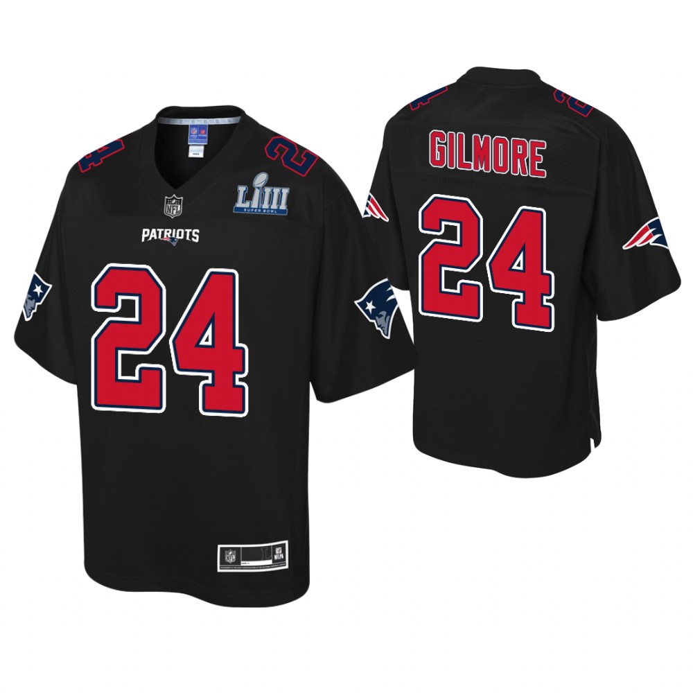 Youth New England Patriots #24 Stephon Gilmore Black Super Bowl LIII Champions Fashion Jersey