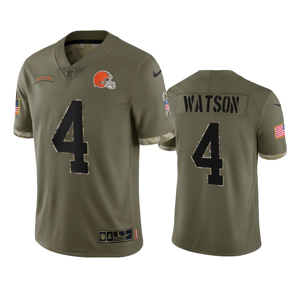 Cleveland Browns Deshaun Watson Nike Olive 2022 Salute To Service Limited Jersey