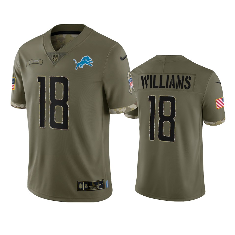 Detroit Lions Jameson Williams Nike Olive 2022 Salute To Service Limited Jersey