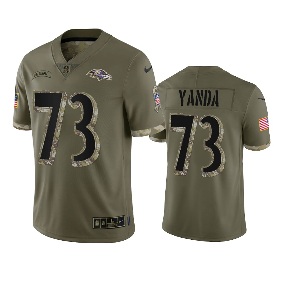 Marshal Yanda Baltimore Ravens Nike Olive 2022 Salute To Service Limited Jersey Marshal Yanda Baltimore Ravens Nike Olive 2022 Salute To Service Limited Jersey