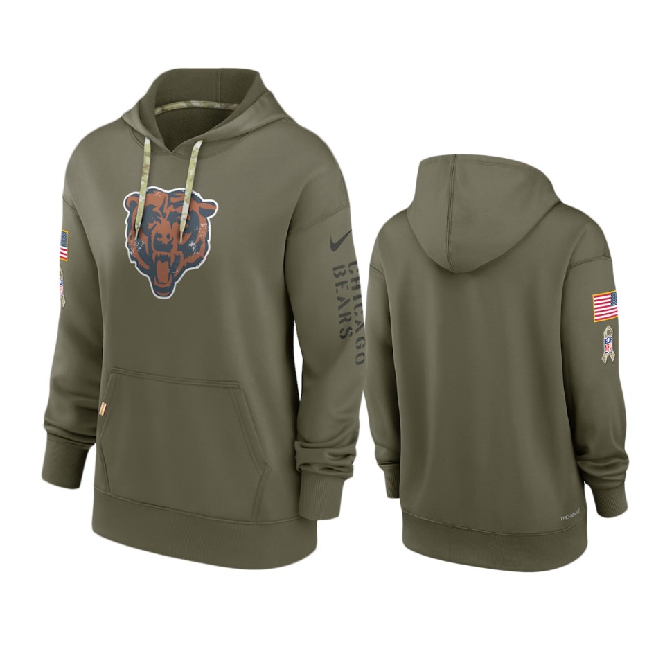 Women's Chicago Bears Olive 2022 Salute to Service Performance Hoodie Women's Chicago Bears Olive 2022 Salute to Service Performance Hoodie