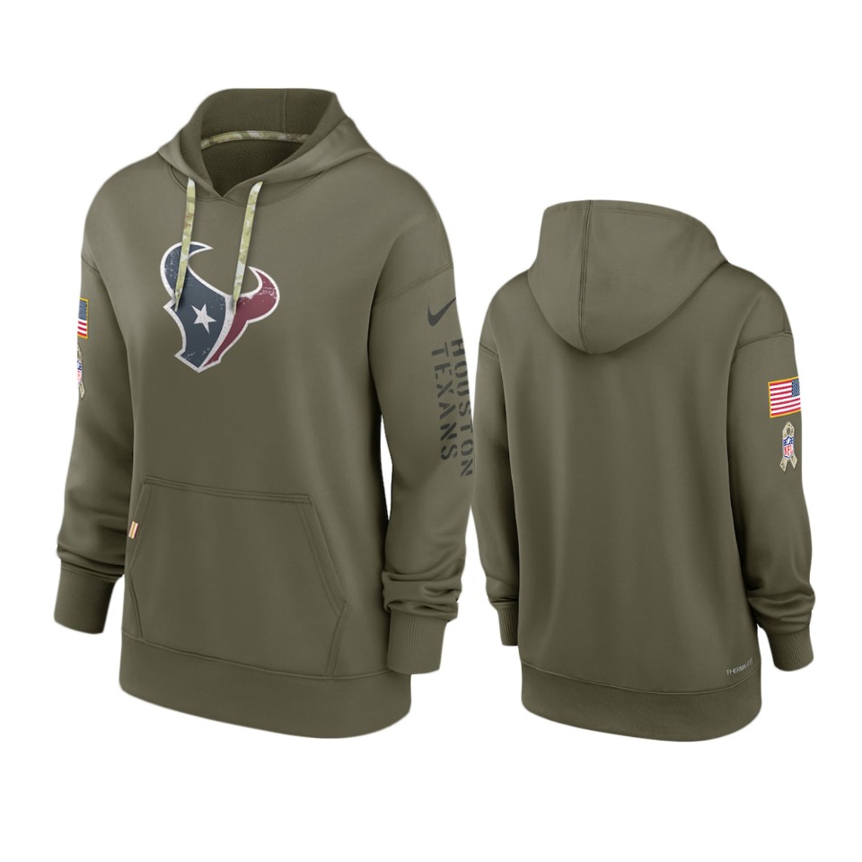 Women's Houston Texans Olive 2022 Salute to Service Performance Hoodie Women's Houston Texans Olive 2022 Salute to Service Performance Hoodie