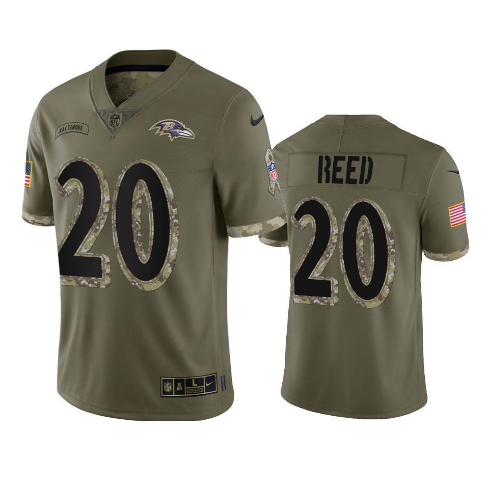 Ed Reed Baltimore Ravens Nike Olive 2022 Salute To Service Limited Jersey Ed Reed Baltimore Ravens Nike Olive 2022 Salute To Service Limited Jersey