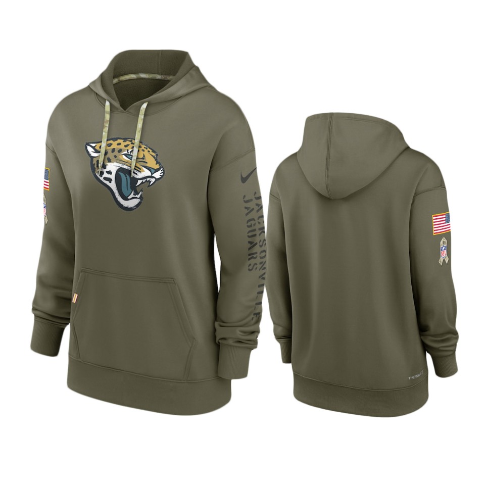 Women's Jacksonville Jaguars Olive 2022 Salute to Service Performance Hoodie Women's Jacksonville Jaguars Olive 2022 Salute to Service Performance Hoodie