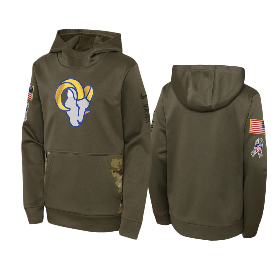 Youth Los Angeles Rams Nike Olive 2022 Salute to Service Performance Hoodie