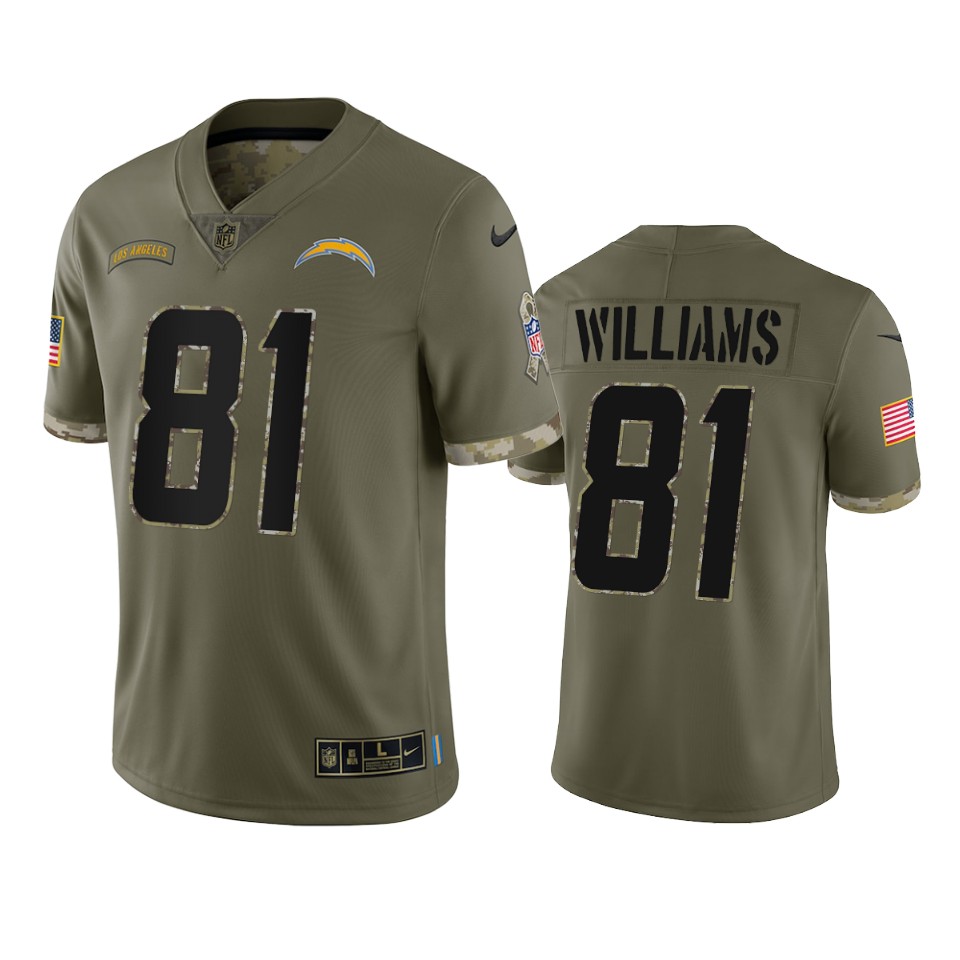 Los Angeles Chargers Mike Williams Nike Olive 2022 Salute To Service Limited Jersey