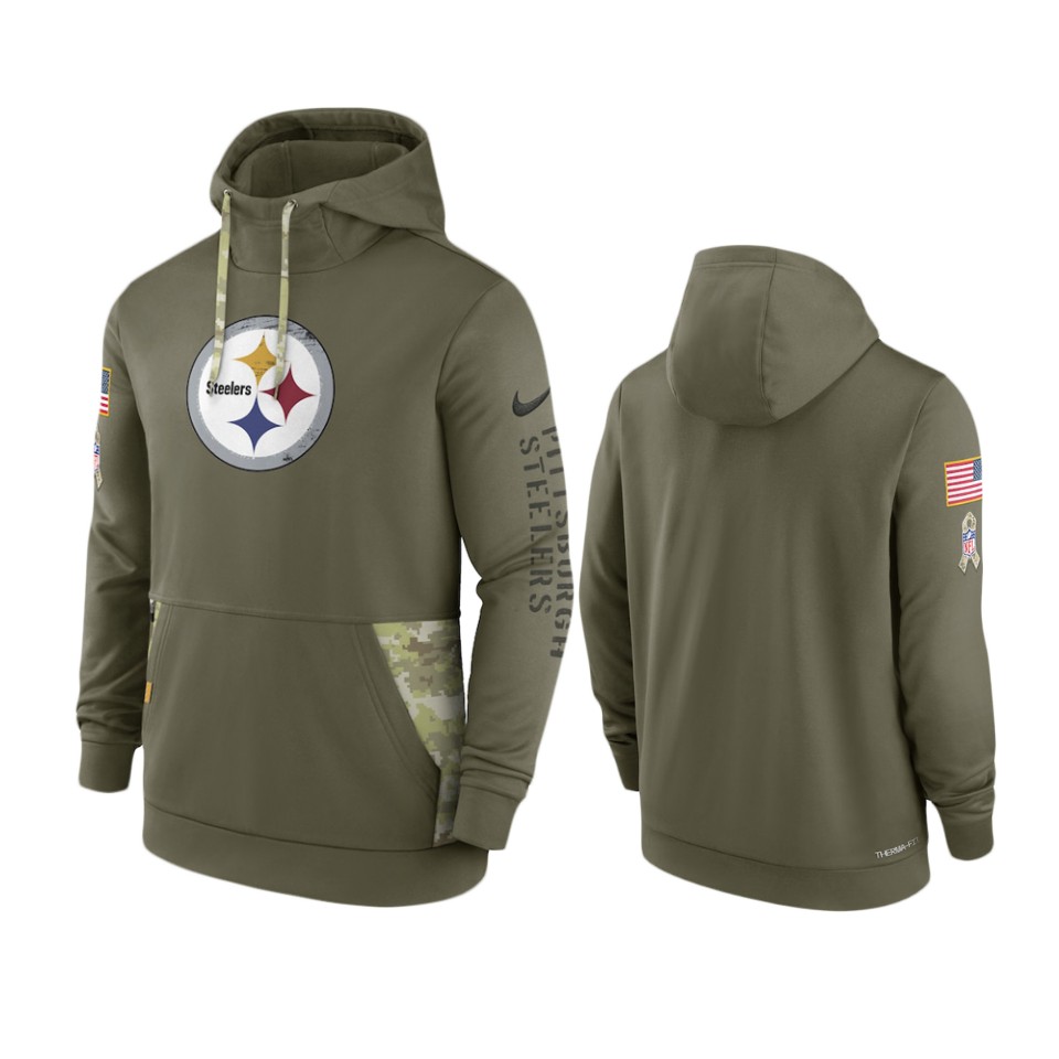 Pittsburgh Steelers Olive 2022 Salute to Service Therma Hoodie Pittsburgh Steelers Olive 2022 Salute to Service Therma Hoodie