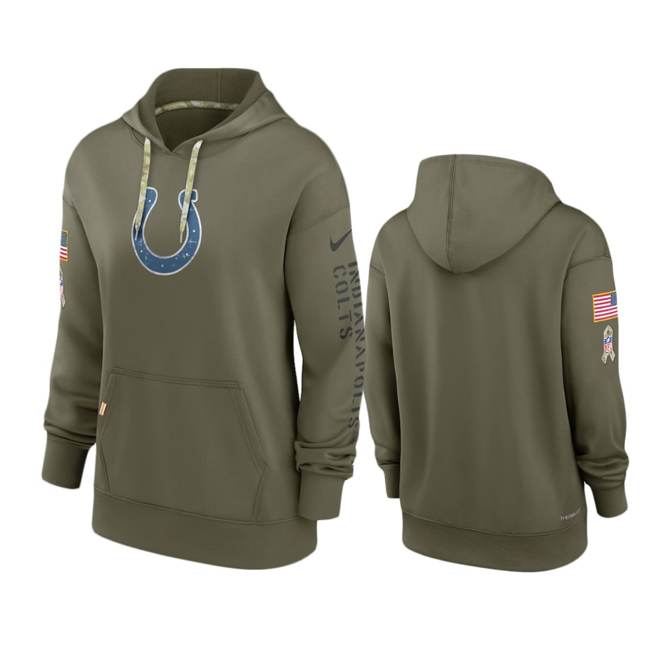 Women's Indianapolis Colts Olive 2022 Salute to Service Performance Hoodie