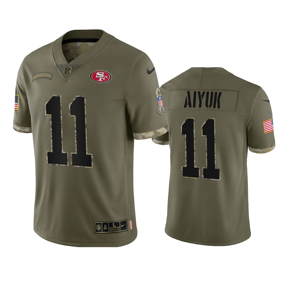 Brandon Aiyuk San Francisco 49ers Nike Olive 2022 Salute To Service Limited Jersey Brandon Aiyuk San Francisco 49ers Nike Olive 2022 Salute To Service Limited Jersey