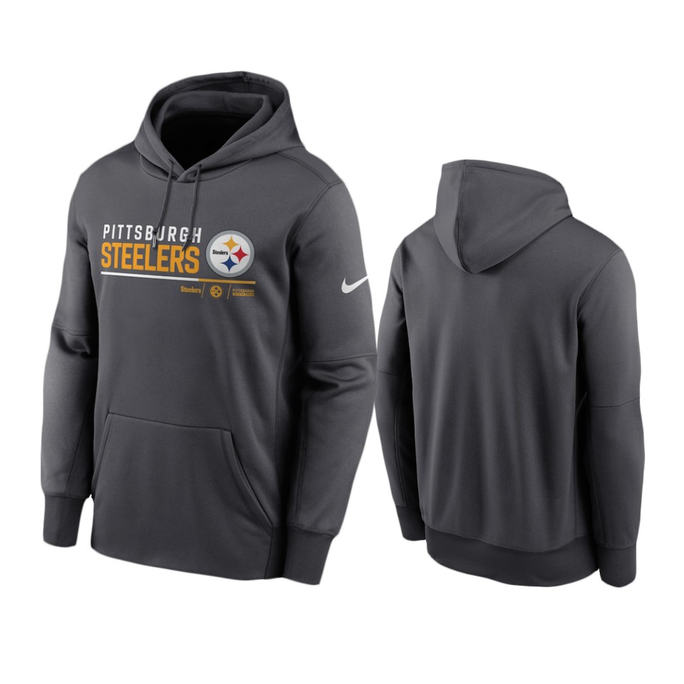 Pittsburgh Steelers Anthracite Prime Logo Name Split Hoodie Pittsburgh Steelers Anthracite Prime Logo Name Split Hoodie