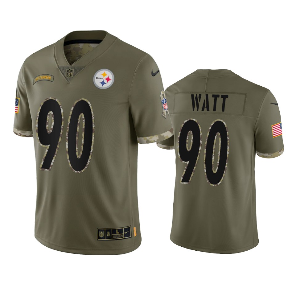 T.J. Watt Pittsburgh Steelers Nike Olive 2022 Salute To Service Limited Jersey T.J. Watt Pittsburgh Steelers Nike Olive 2022 Salute To Service Limited Jersey