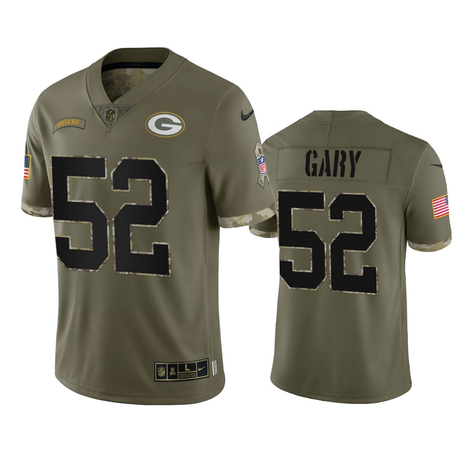 Green Bay Packers Rashan Gary Nike Olive 2022 Salute To Service Limited Jersey