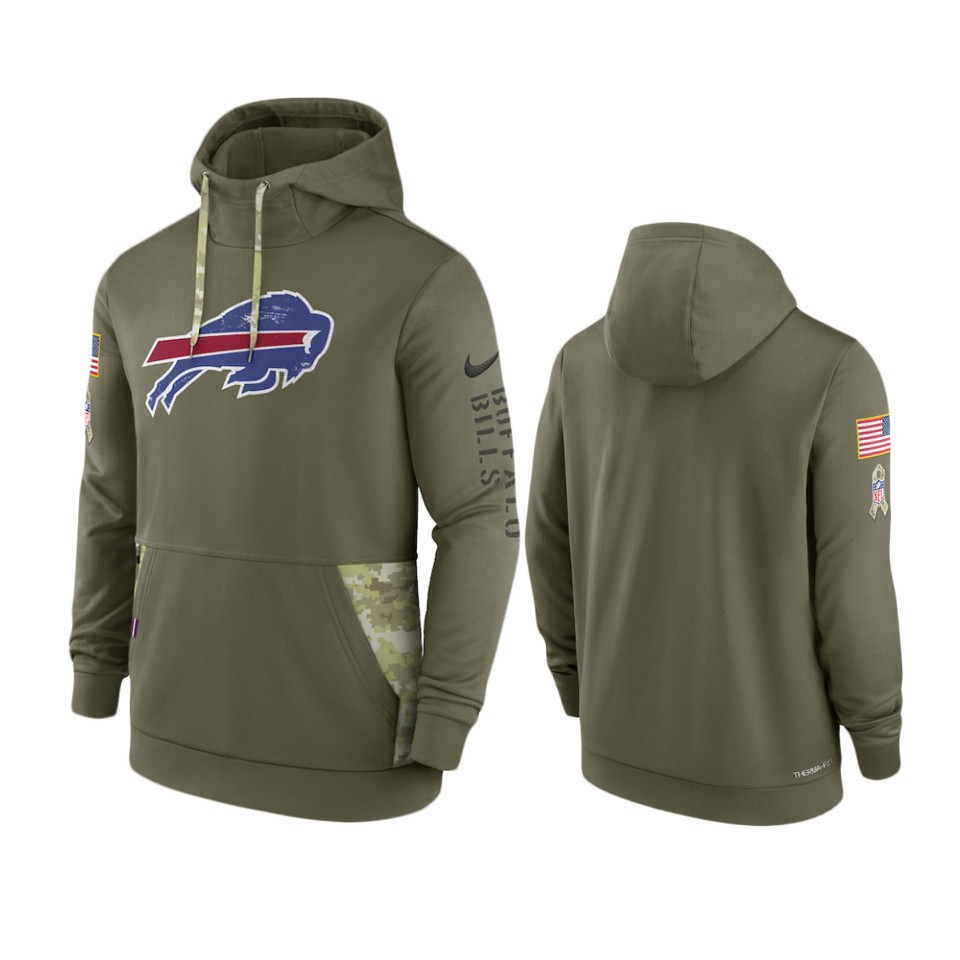 Buffalo Bills Olive 2022 Salute to Service Therma Hoodie Buffalo Bills Olive 2022 Salute to Service Therma Hoodie
