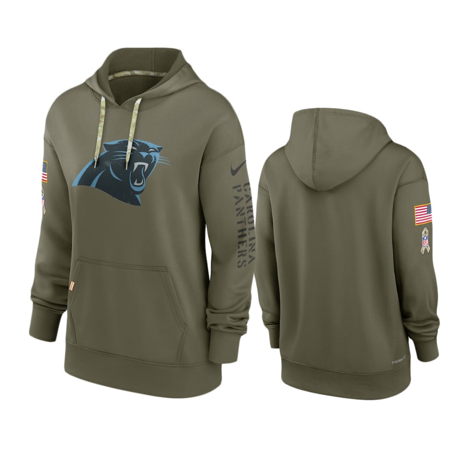 Women's Carolina Panthers Olive 2022 Salute to Service Performance Hoodie