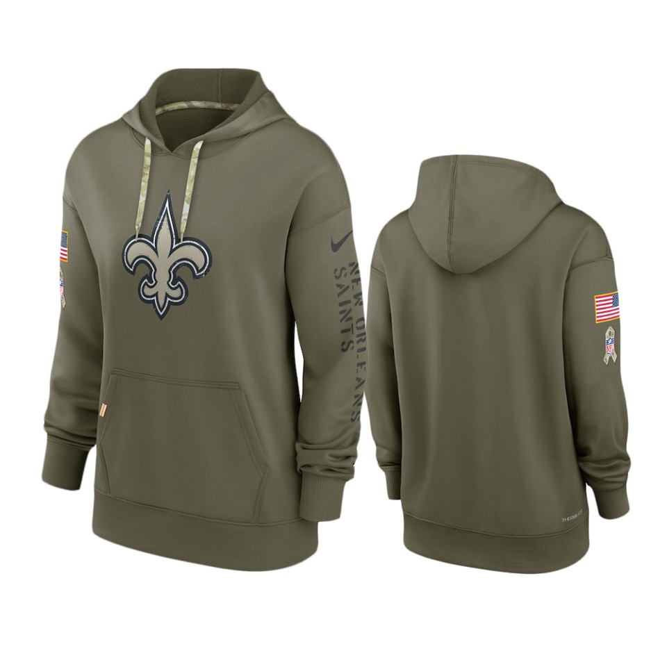 Women's New Orleans Saints Olive 2022 Salute to Service Performance Hoodie Women's New Orleans Saints Olive 2022 Salute to Service Performance Hoodie