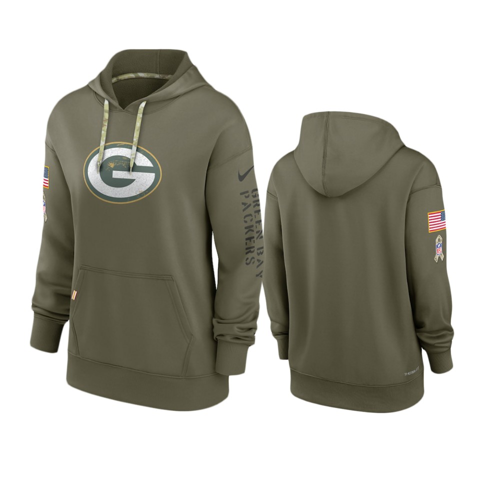 Women's Green Bay Packers Olive 2022 Salute to Service Performance Hoodie Women's Green Bay Packers Olive 2022 Salute to Service Performance Hoodie