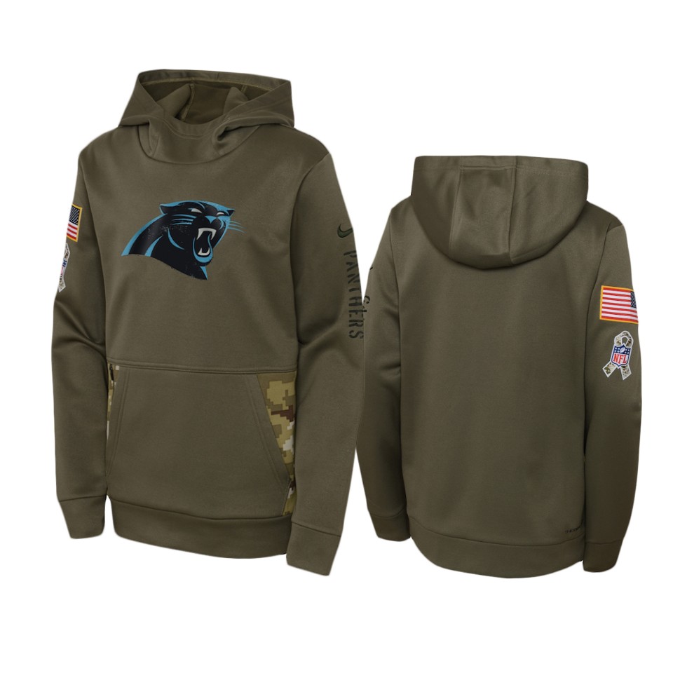 Youth Carolina Panthers Nike Olive 2022 Salute to Service Performance Hoodie