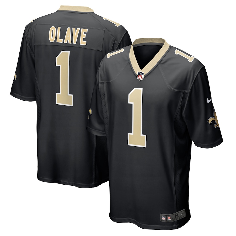 Men's 2022 New Orleans Saints Chris Olave Nike Black Jersey Men's 2022 New Orleans Saints Chris Olave Nike Black Jersey