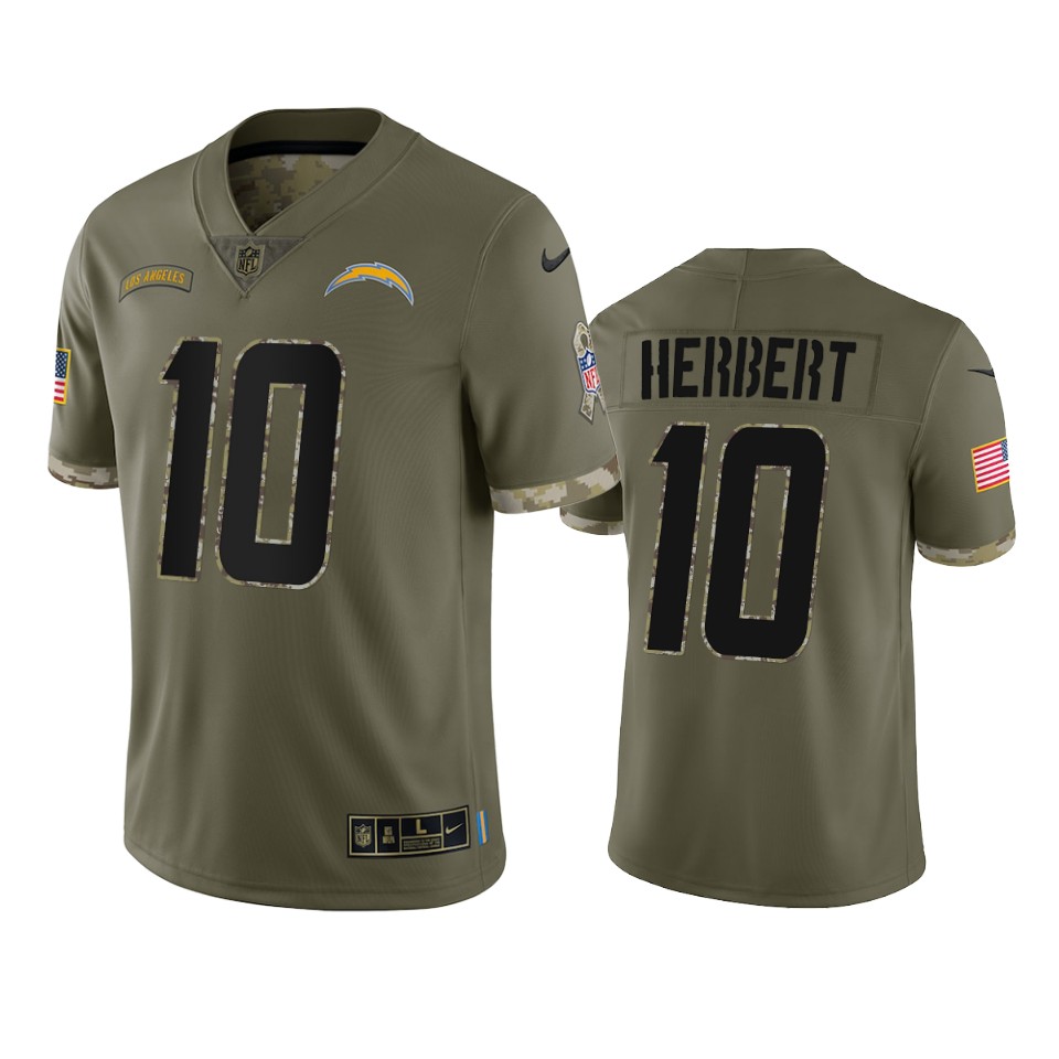 Los Angeles Chargers Justin Herbert Nike Olive 2022 Salute To Service Limited Jersey Los Angeles Chargers Justin Herbert Nike Olive 2022 Salute To Service Limited Jersey