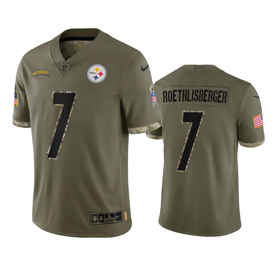 Ben Roethlisberger Pittsburgh Steelers Nike Olive 2022 Salute To Service Limited Jersey