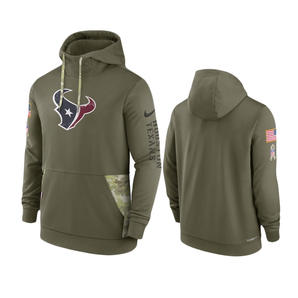 Houston Texans Olive 2022 Salute to Service Therma Hoodie Houston Texans Olive 2022 Salute to Service Therma Hoodie