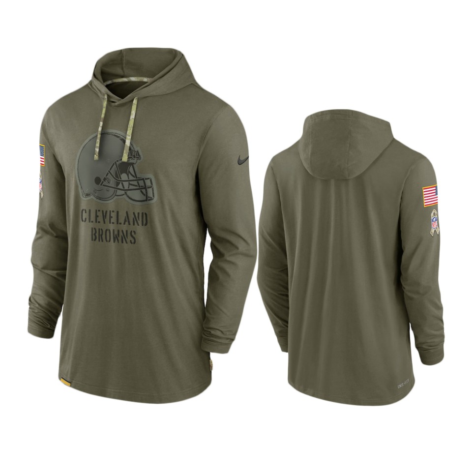 Cleveland Browns Olive 2022 Salute to Service Tonal Pullover Hoodie
