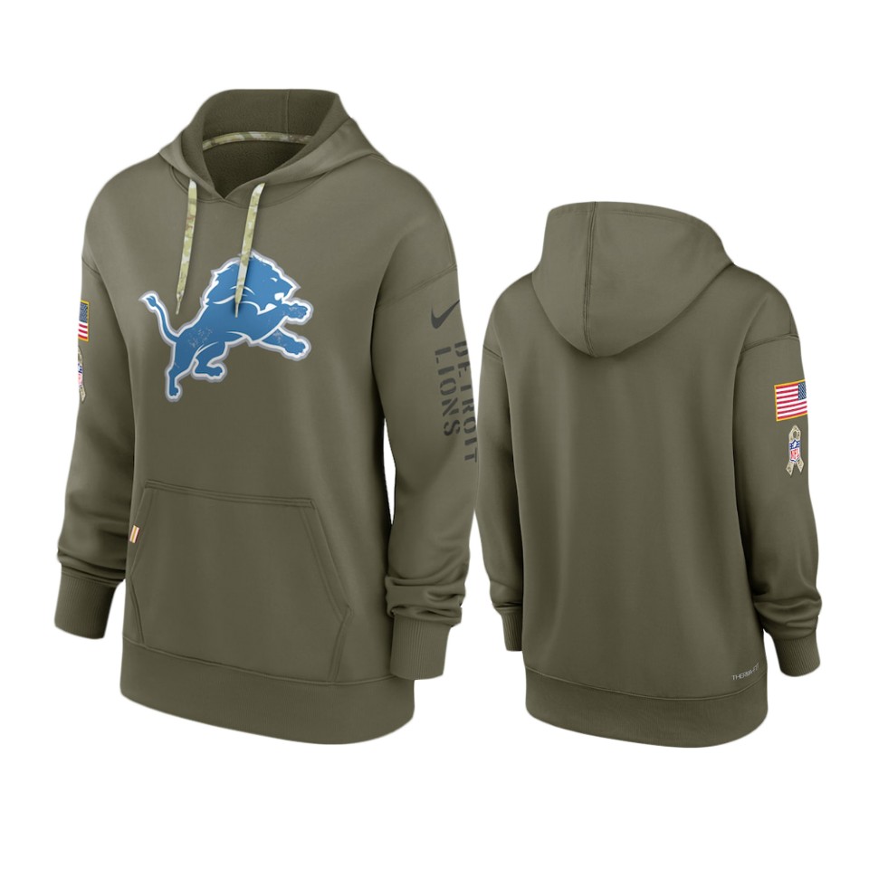 Women's Detroit Lions Olive 2022 Salute to Service Performance Hoodie