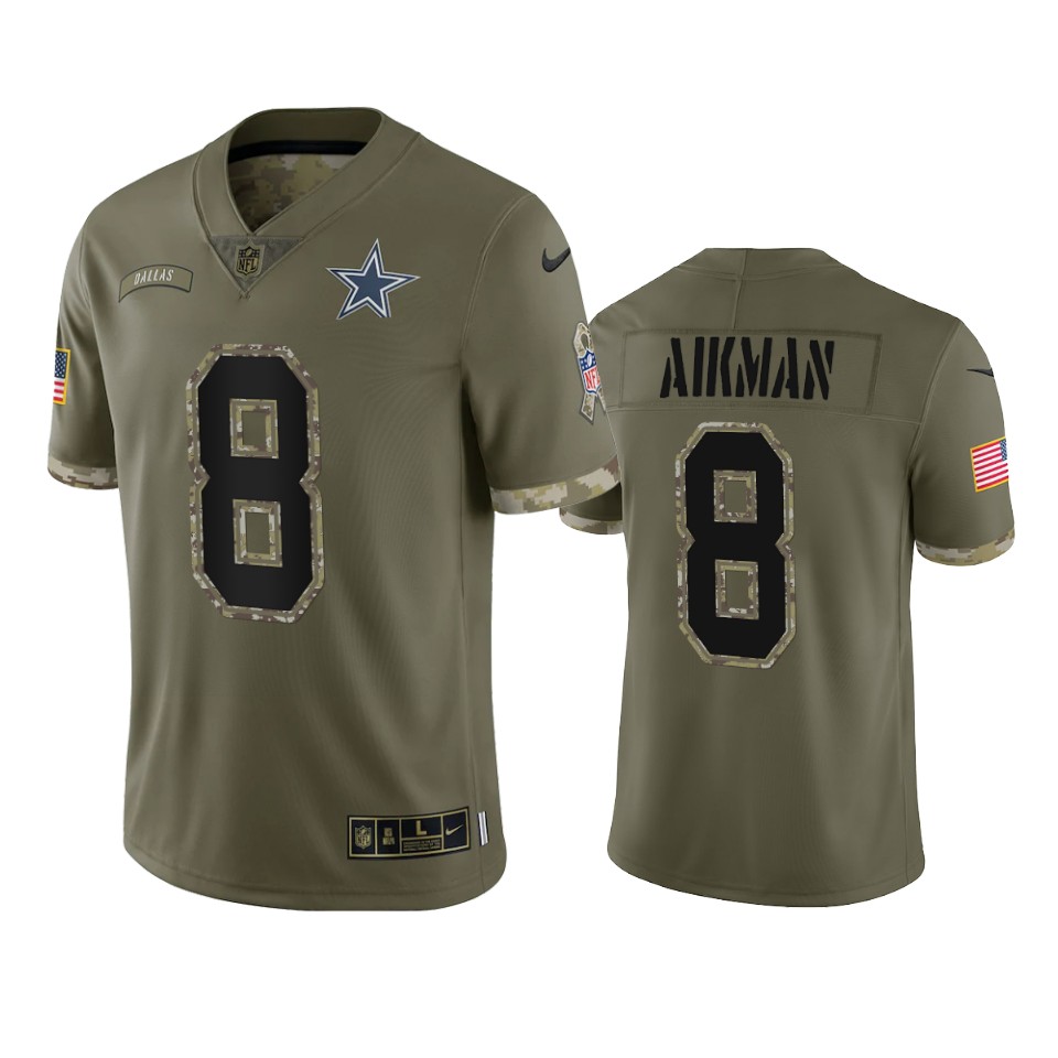 Dallas Cowboys Troy Aikman Nike Olive 2022 Salute To Service Limited Jersey