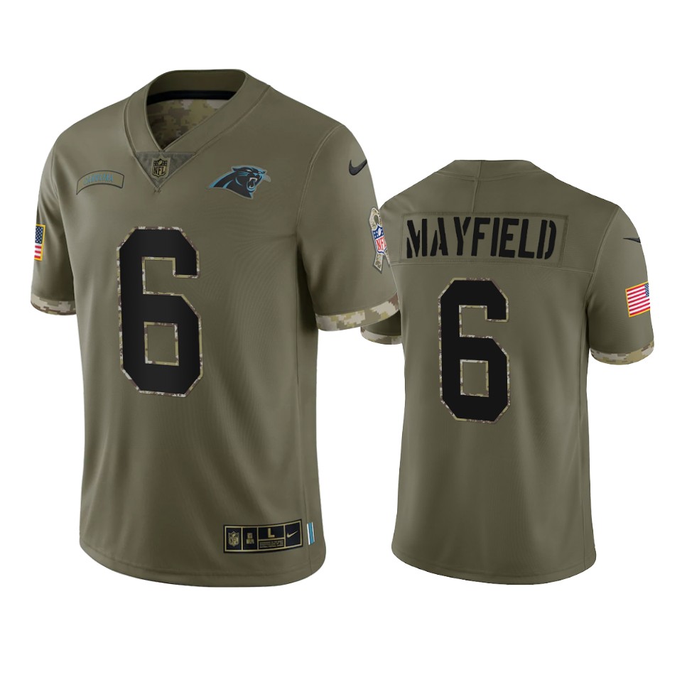 Baker Mayfield Carolina Panthers Nike Olive 2022 Salute To Service Limited Jersey Baker Mayfield Carolina Panthers Nike Olive 2022 Salute To Service Limited Jersey