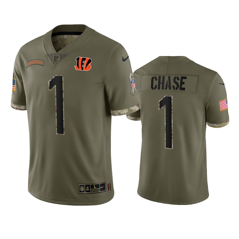 Marr Chase Cincinnati Bengals Nike Olive 2022 Salute To Service Limited Jersey Marr Chase Cincinnati Bengals Nike Olive 2022 Salute To Service Limited Jersey