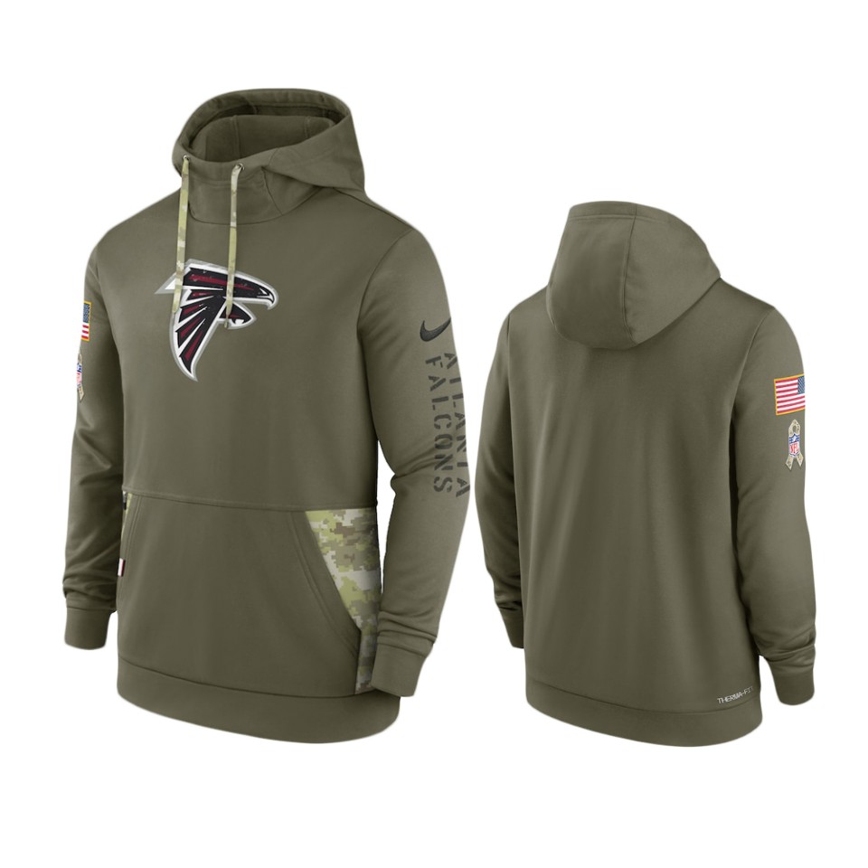 Atlanta Falcons Olive 2022 Salute to Service Therma Hoodie