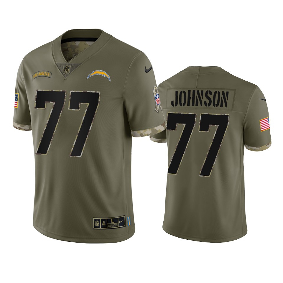 Los Angeles Chargers Zion Johnson Nike Olive 2022 Salute To Service Limited Jersey