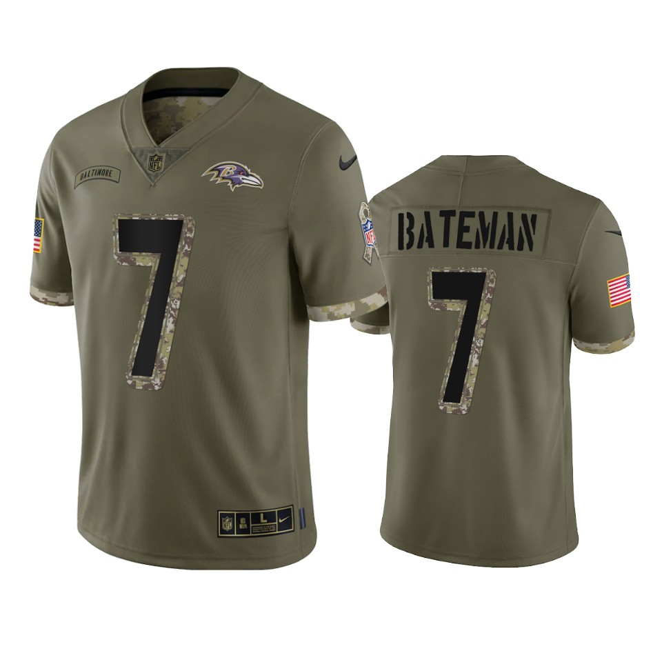 Rashod Bateman Baltimore Ravens Nike Olive 2022 Salute To Service Limited Jersey