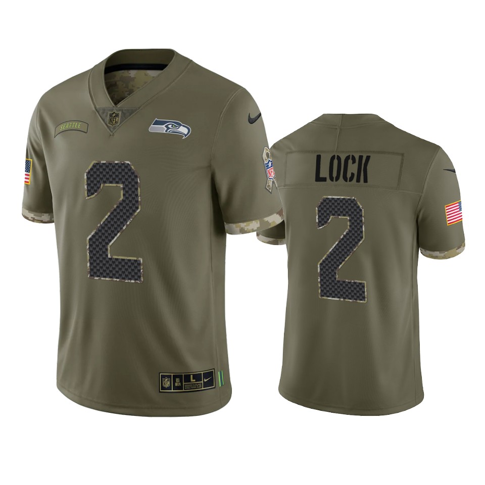 Drew Lock Seattle Seahawks Nike Olive 2022 Salute To Service Limited Jersey