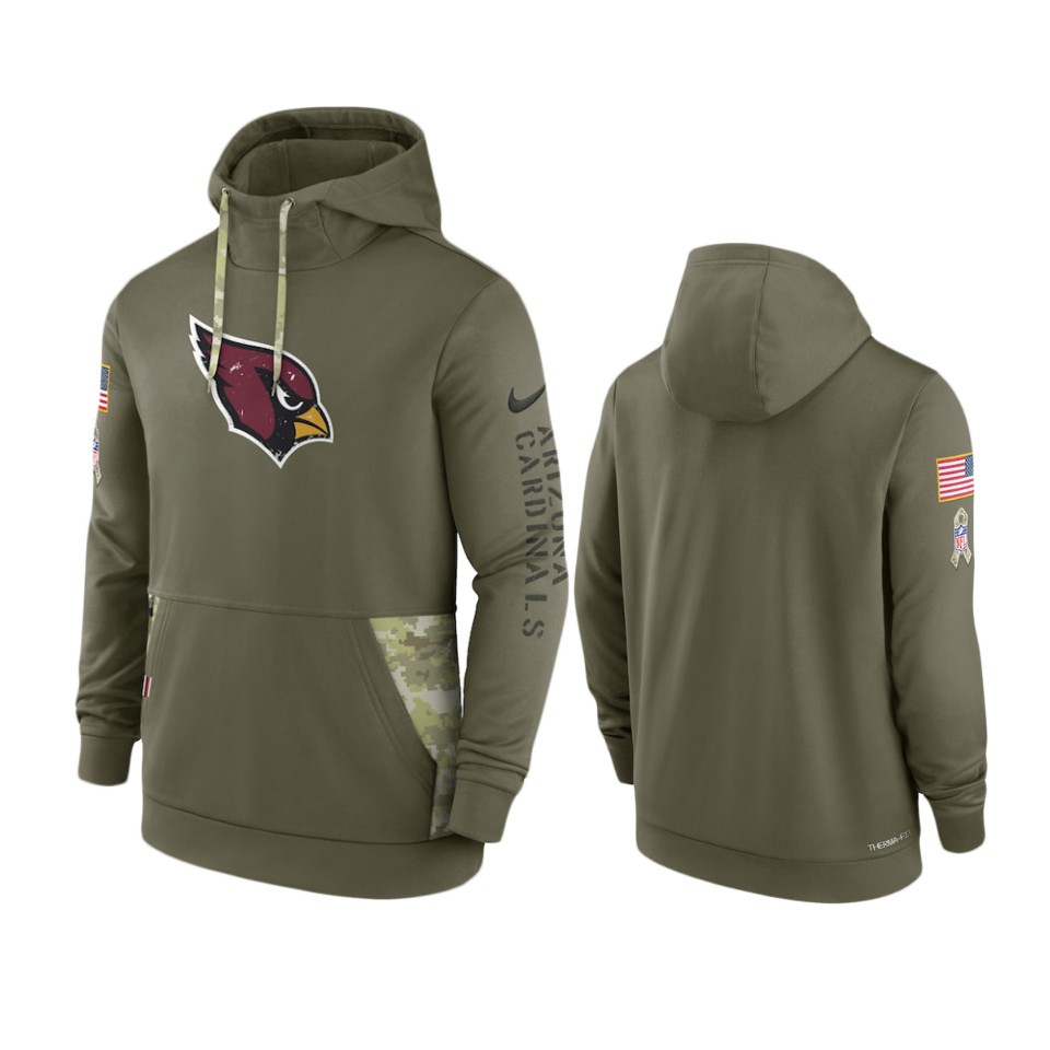 Arizona Cardinals Olive 2022 Salute to Service Therma Hoodie