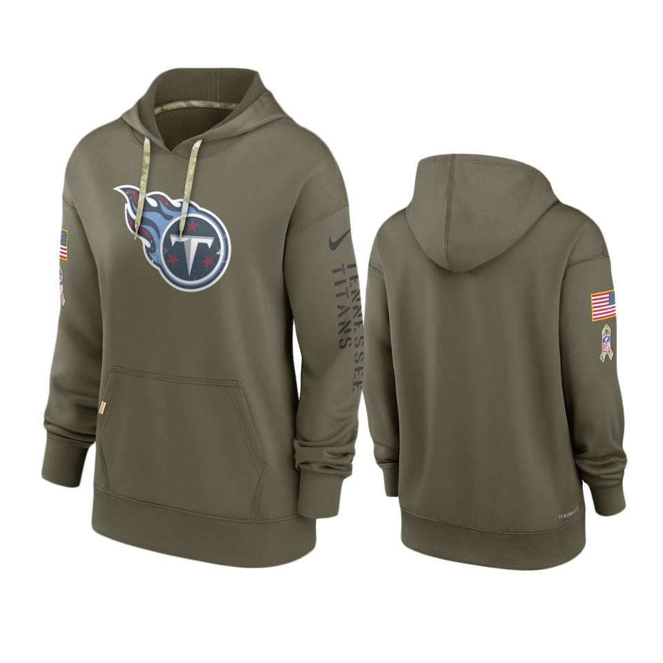 Women's Tennessee Titans Olive 2022 Salute to Service Performance Hoodie