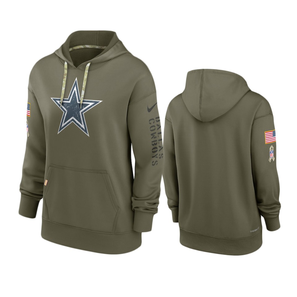 Women's Dallas Cowboys Olive 2022 Salute to Service Performance Hoodie Women's Dallas Cowboys Olive 2022 Salute to Service Performance Hoodie