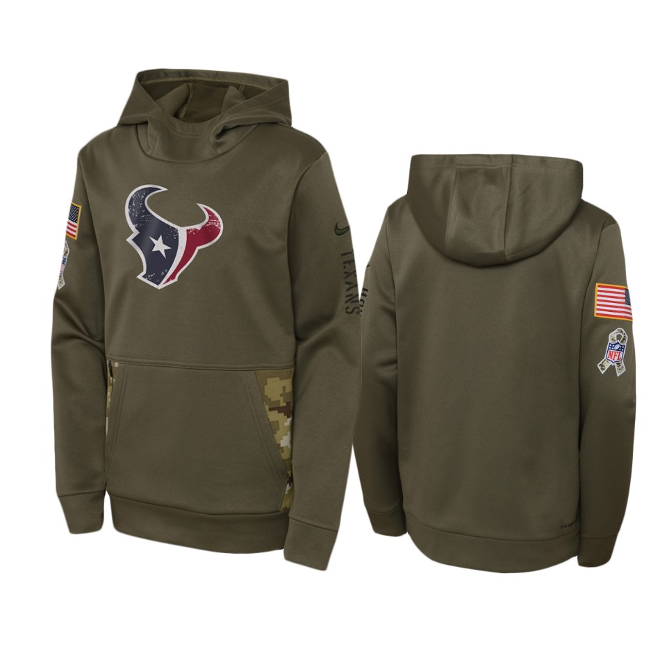 Youth Houston Texans Nike Olive 2022 Salute to Service Performance Hoodie Youth Houston Texans Nike Olive 2022 Salute to Service Performance Hoodie