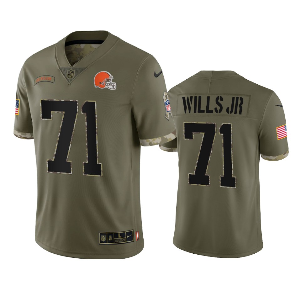 Cleveland Browns Jedrick Wills Nike Olive 2022 Salute To Service Limited Jersey