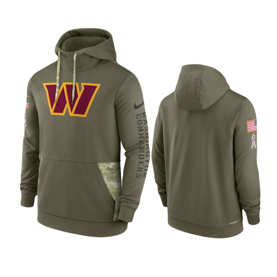 Washington Commanders Olive 2022 Salute to Service Therma Hoodie Washington Commanders Olive 2022 Salute to Service Therma Hoodie