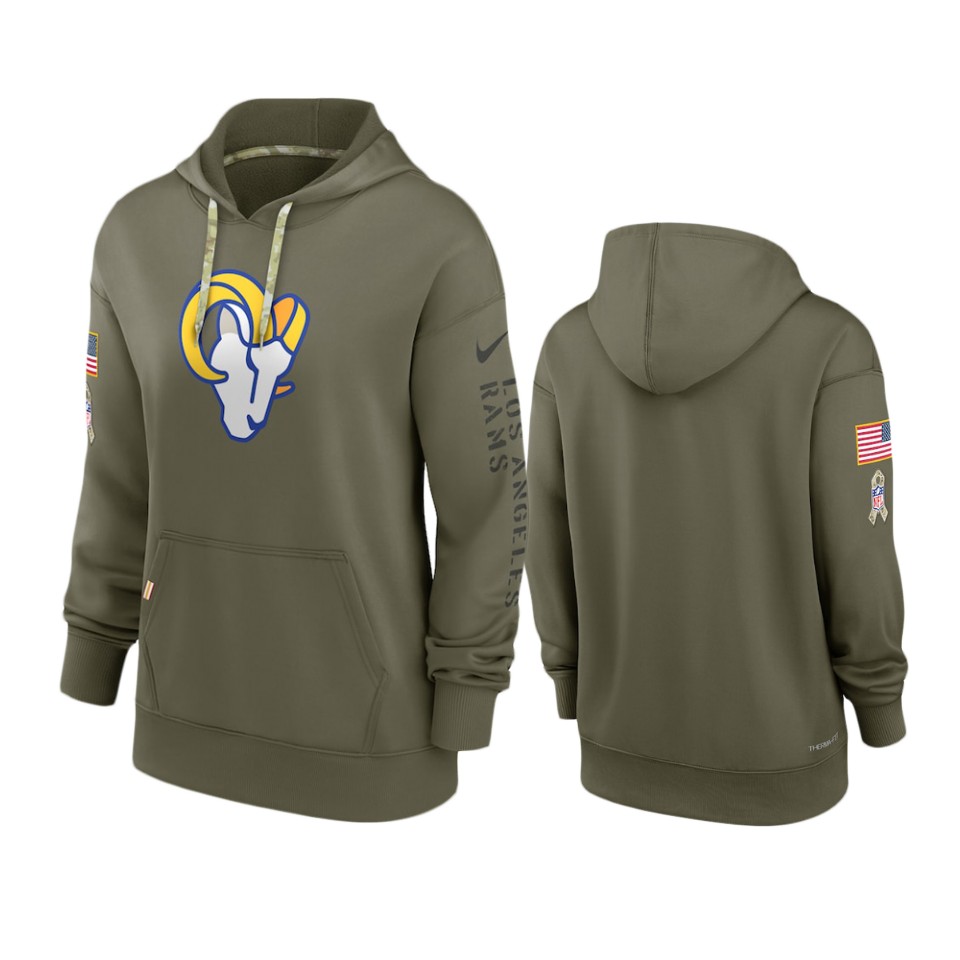 Women's Los Angeles Rams Olive 2022 Salute to Service Performance Hoodie