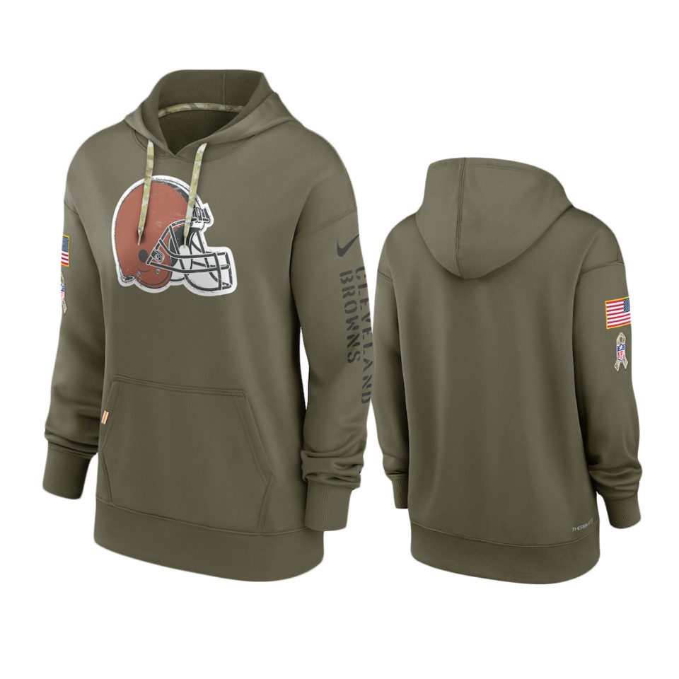 Women's Cleveland Browns Olive 2022 Salute to Service Performance Hoodie
