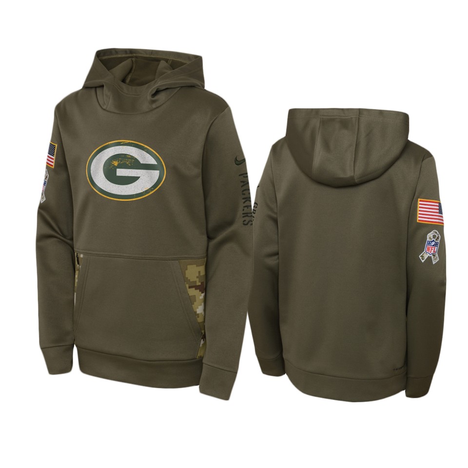 Youth Green Bay Packers Nike Olive 2022 Salute to Service Performance Hoodie Youth Green Bay Packers Nike Olive 2022 Salute to Service Performance Hoodie