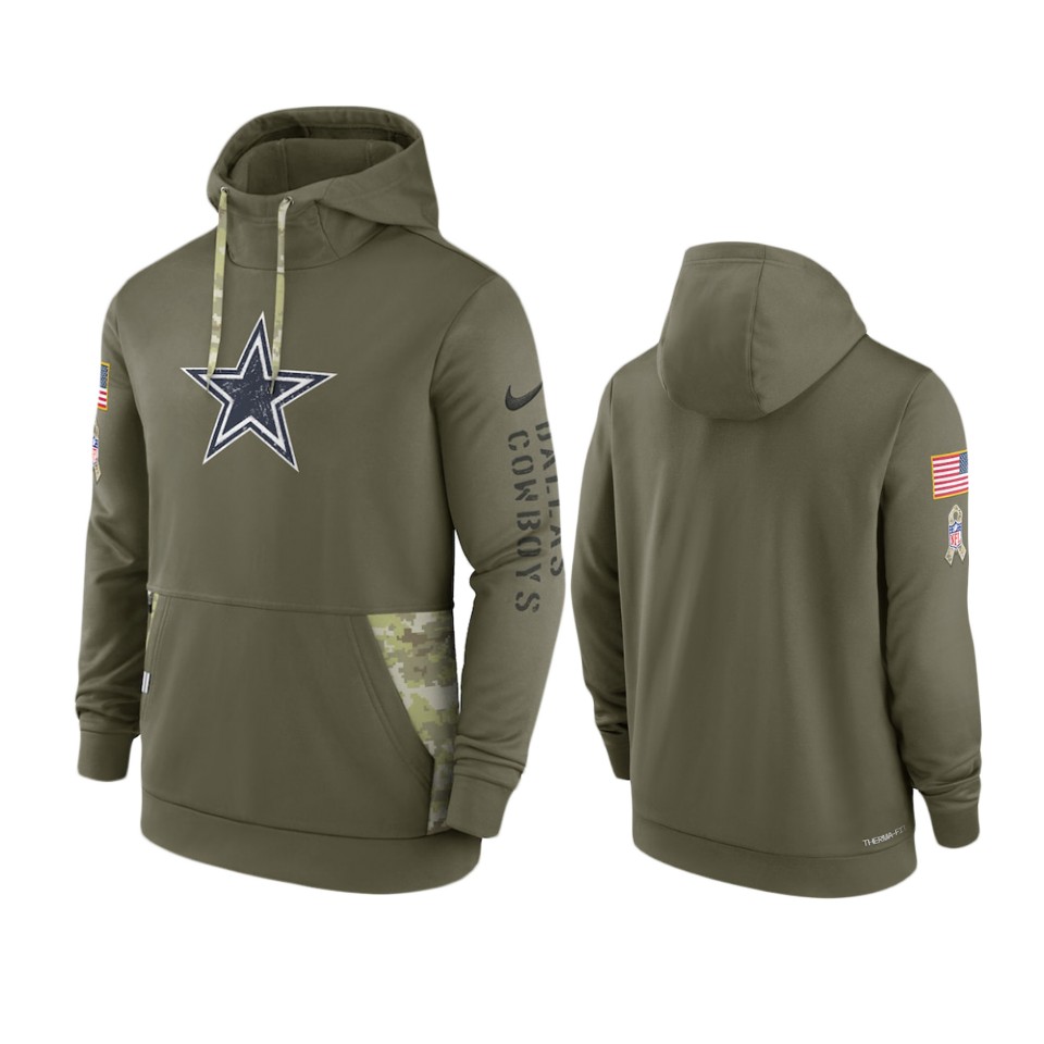 Dallas Cowboys Olive 2022 Salute to Service Therma Hoodie Dallas Cowboys Olive 2022 Salute to Service Therma Hoodie
