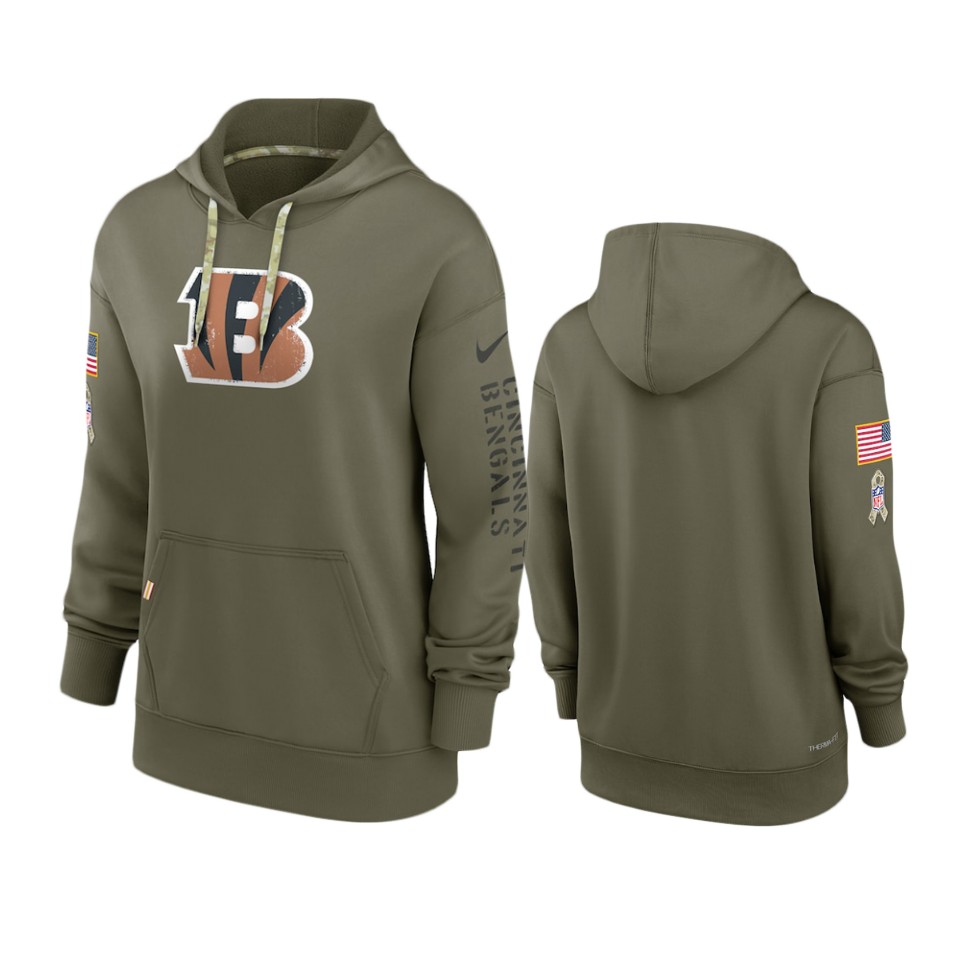 Women's Cincinnati Bengals Olive 2022 Salute to Service Performance Hoodie Women's Cincinnati Bengals Olive 2022 Salute to Service Performance Hoodie