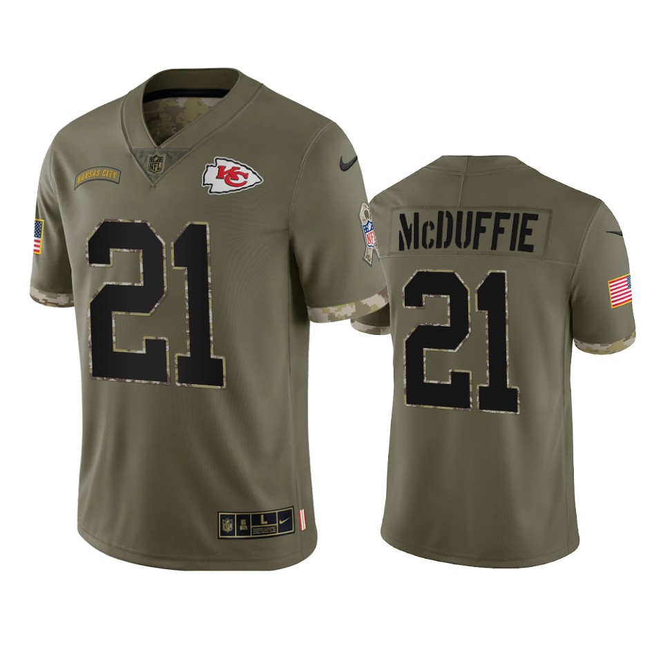Kansas City Chiefs Trent McDuffie Nike Olive 2022 Salute To Service Limited Jersey Kansas City Chiefs Trent McDuffie Nike Olive 2022 Salute To Service Limited Jersey