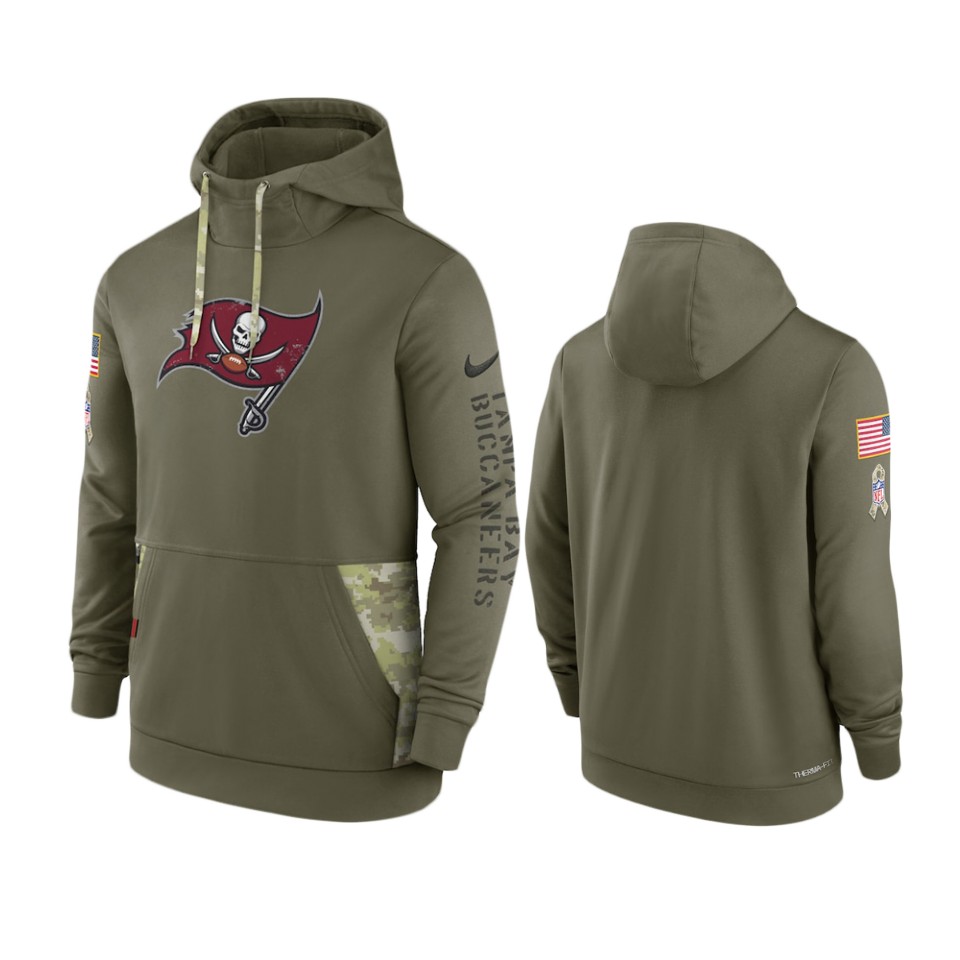 Tampa Bay Buccaneers Olive 2022 Salute to Service Therma Hoodie Tampa Bay Buccaneers Olive 2022 Salute to Service Therma Hoodie