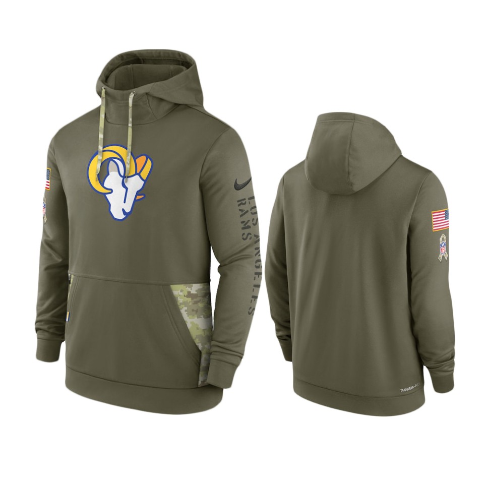 Los Angeles Rams Olive 2022 Salute to Service Therma Hoodie
